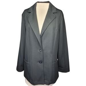 Vintage 70s Black Polyester Blazer Size Medium